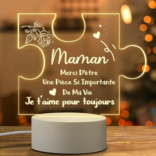 Idee Cadeau Femme - Veilleuse en Acrylique Amour Cadeau Saint Valentin Noel Anniversaire Femme Homme, ST Valentin Cadeaux Amoureux Lampe pour Copain, Amie, épouse, Mari, Couple, Mamie, Amis