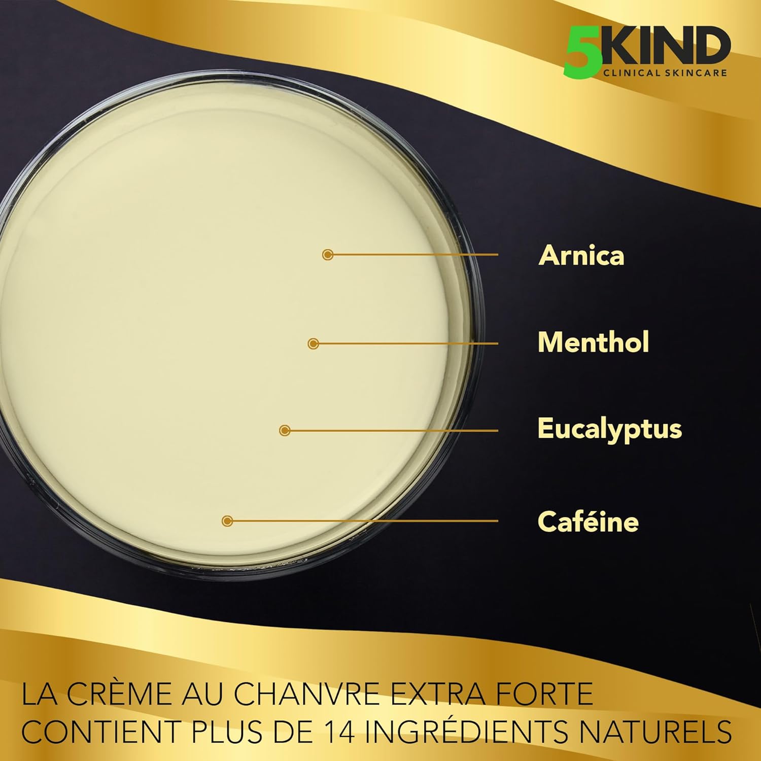 5kind Crème au chanvre ultra puissante 300ml - Huile de chanvre et arnica ultra puissantes - Pour les muscles, pieds, genoux, cou, épaules - Gel de massage riche en extraits naturels