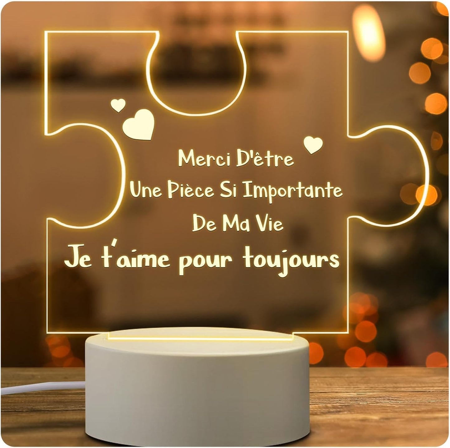 Idee Cadeau Femme - Veilleuse en Acrylique Amour Cadeau Saint Valentin Noel Anniversaire Femme Homme, ST Valentin Cadeaux Amoureux Lampe pour Copain, Amie, épouse, Mari, Couple, Mamie, Amis