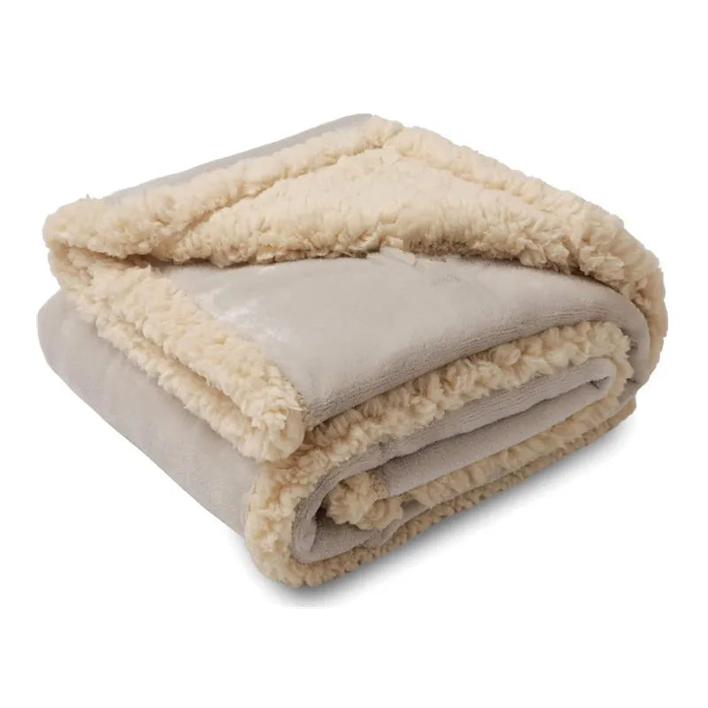 Flannel Shu Cotton Sherpa Thickened Pet Blanket