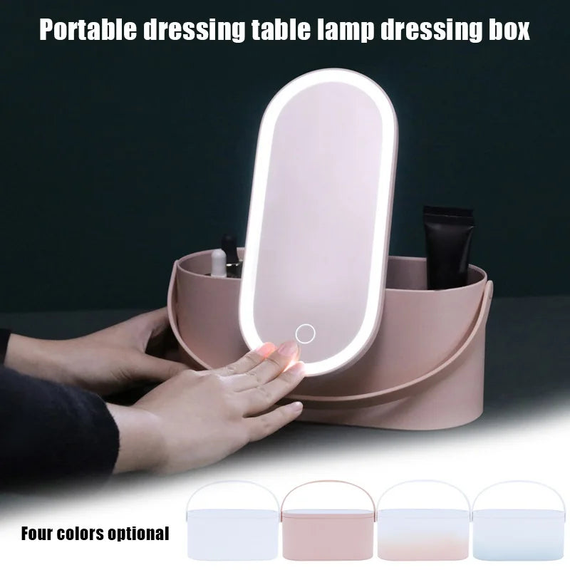 Nouvelle boîte de maquillage Portable pour femmes, avec miroir éclairé par LED, organisateur de rangement de cosmétiques en voyage, 2020