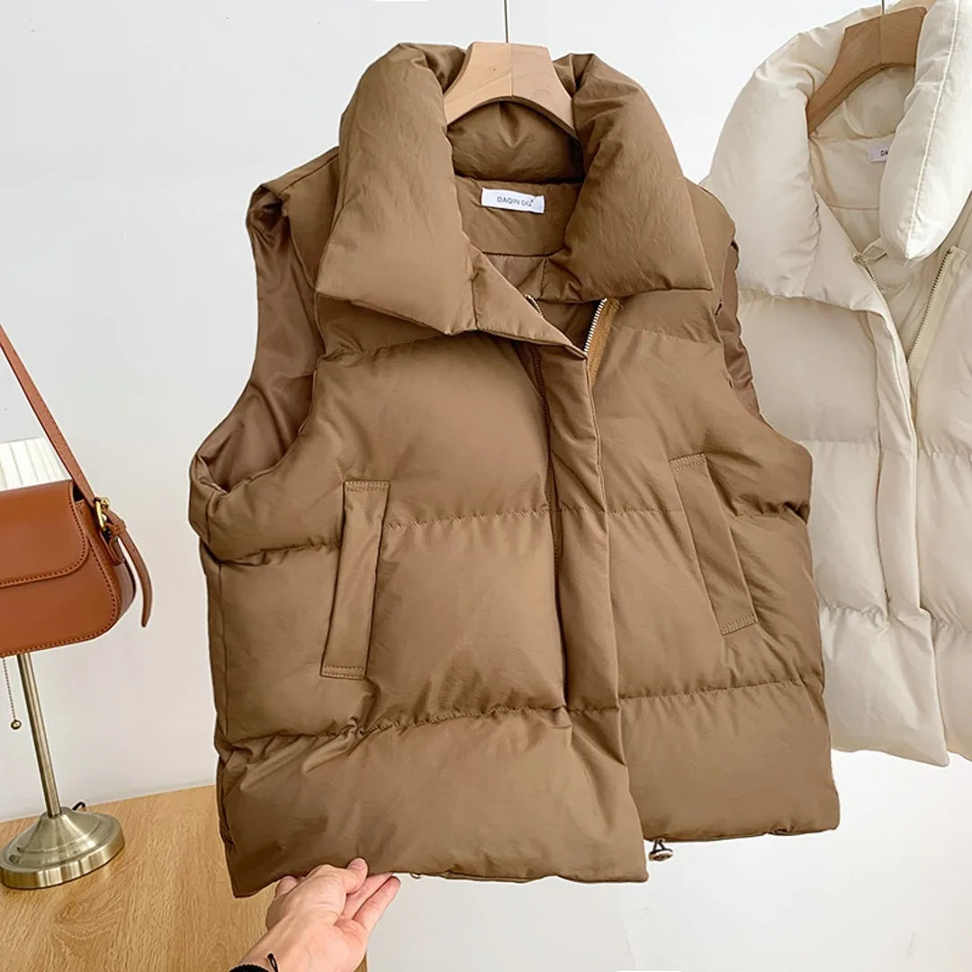 Gilets en duvet à col montant pour femmes, vestes d'hiver élégantes, ceinture décontractée, automne, nouveau, 2024