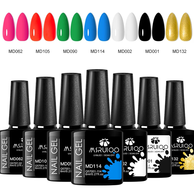 Ensemble de vernis à ongles gel UV, kit de manucure longue durée, design d'art d'ongle bricolage, tout pour la décoration, trempage, peinture, 7 pièces