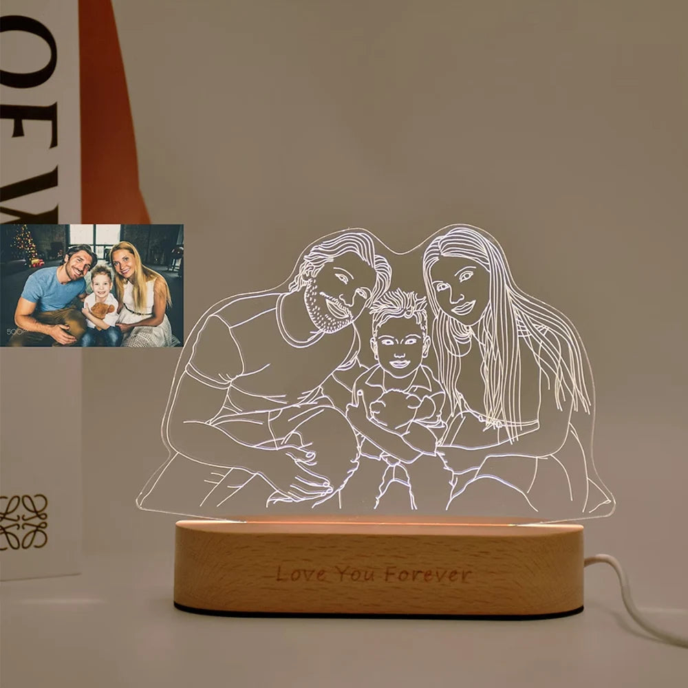 Lampe 3D Personnalisée avec Photo et Texte, Veilleuse Personnalisée, Cadeau Idéal pour la Journée de Léon, les Mariages, les Travailleurs, l'Anniversaire