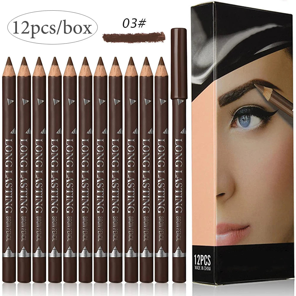 Crayon à Sourcils Imperméable Professionnel pour Femme, Stylo de Maquillage pour les Yeux, Document Facile, Naturel, Noir, Marron, Cosmétique, Outil de miles EyebloggTool, 6/12 Pièces