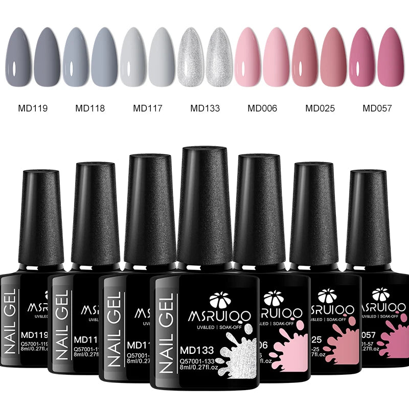 Ensemble de vernis à ongles gel UV, kit de manucure longue durée, design d'art d'ongle bricolage, tout pour la décoration, trempage, peinture, 7 pièces