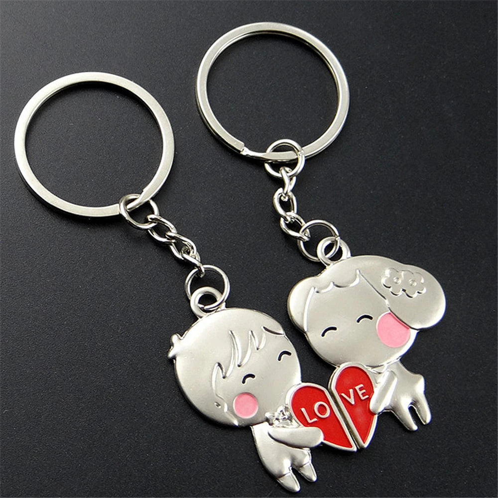 Ensemble de porte-clés coeur rouge en métal, pendentif de sac, je t'aime, cadeau de jour de Leon, petit ami, petite amie, couple, hommes, JOWomen, 2 pièces