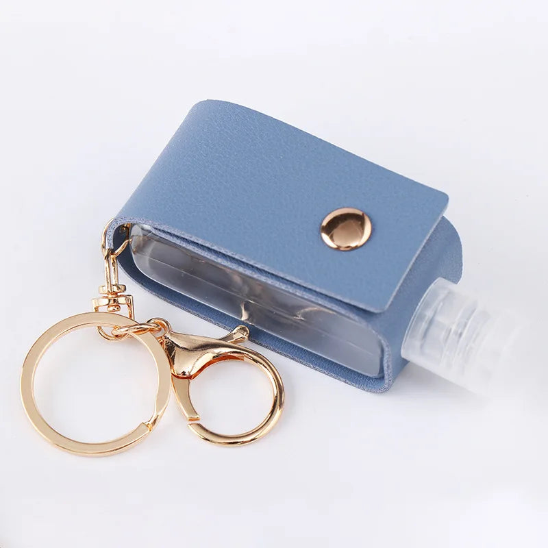 30ml Hand Sanitizer Bottle Mini Hands Hydroalcoholic Gel Bottle PU Leather Keychain Mini Soap Dispenser Reusable Storage Bottle