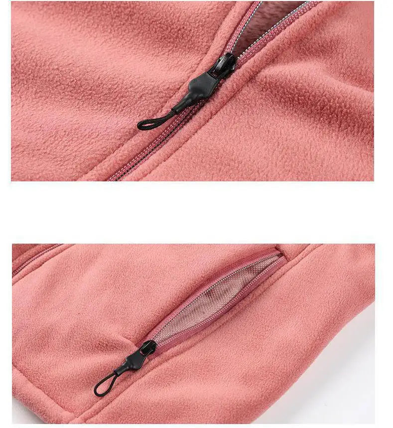 Autumn Winter Polar Fleece Warm Coat Women Sweatshirt Outdoor Sports Casual Zipper Cardigan Jacket Top Slim Teenagers Couple