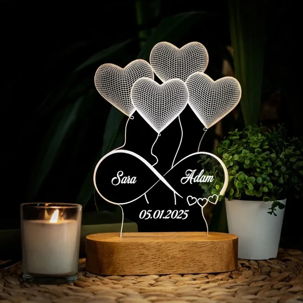 Lampe 3D Personnalisée avec Photo et Texte, Veilleuse Personnalisée, Cadeau Idéal pour la Journée de Léon, les Mariages, les Travailleurs, l'Anniversaire