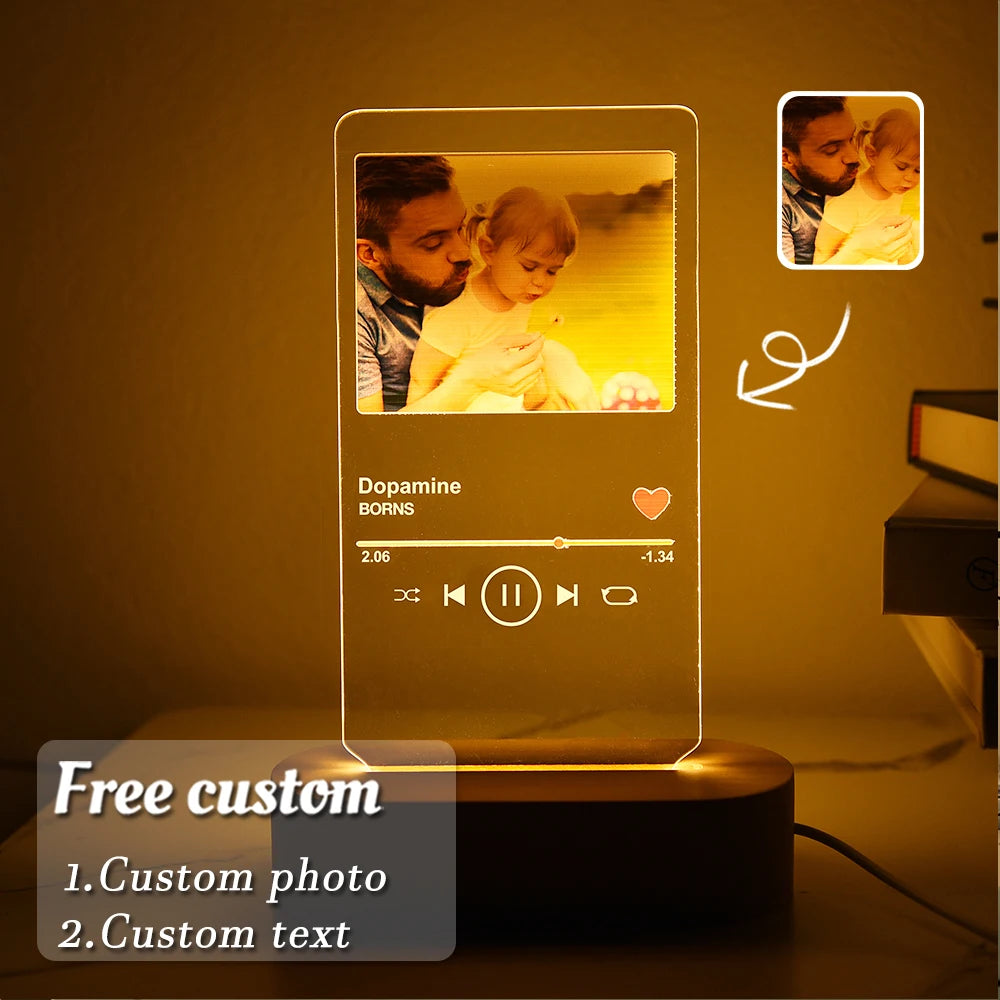 Lampe 3D Personnalisée avec Photo et Texte, Veilleuse Personnalisée, Cadeau Idéal pour la Journée de Léon, les Mariages, les Travailleurs, l'Anniversaire