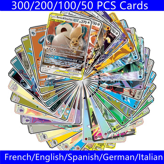 Cartes Pokémon Françaises, Espagnol, Français, Anglais, Allemand, poumons, 300 G x 300 V Max VMAX 300, 5-100 Pcs