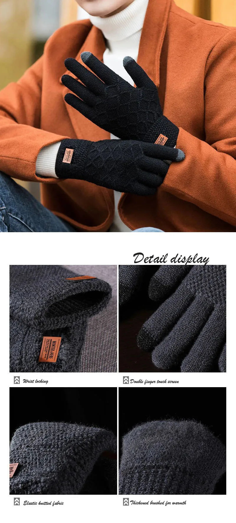 Gants d'équitation en plein air pour hommes, version automne et hiver, écran tactile, UNIS issement du velours, accessoires cadeaux, 1/2 pièces