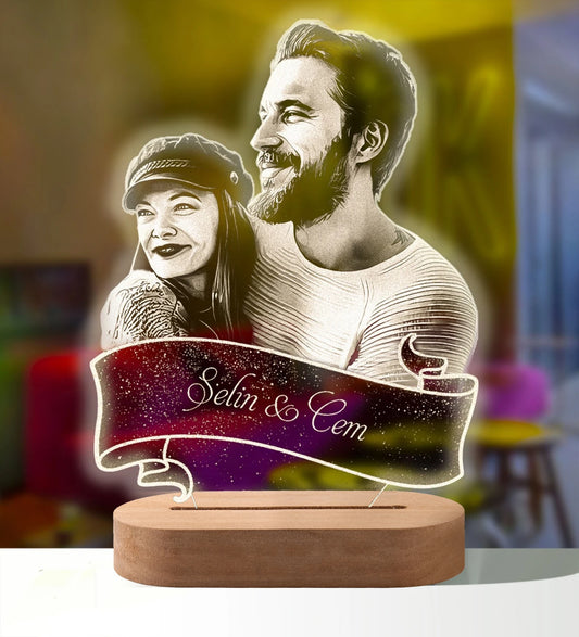 Lampe 3D Personnalisée avec Photo et Texte, Veilleuse Personnalisée, Cadeau Idéal pour la Journée de Léon, les Mariages, les Travailleurs, l'Anniversaire