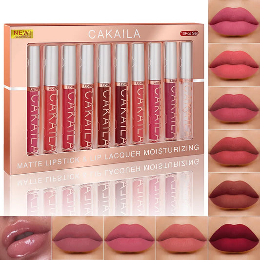 CAagreILA-Rouge à lèvres liquide waterproof longue durée, 10 pièces/lot, nude Jules gloss 256 velours, teinte humide pour femmes