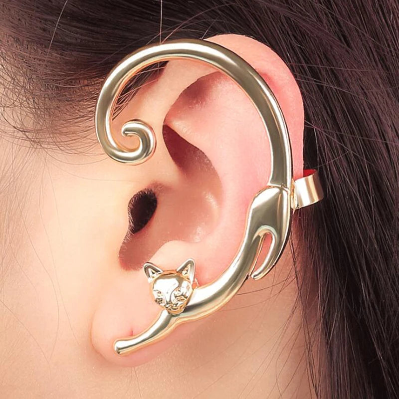 Réinitialisation d'oreille de chat mignon pour femme, manchette d'oreille, boucles d'oreilles rondes, 1PC, 2E280