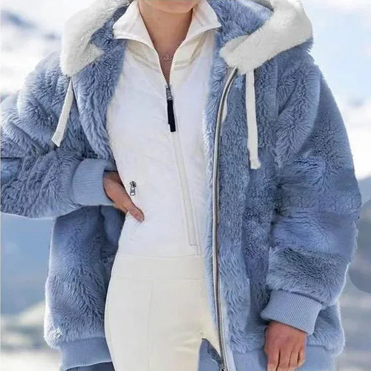 Manteau à Capuche en Cachemire pour Femme, Veste à Fermeture Éclair, Optique Épissée, Combinaison à Carreaux Cousues, Mode Hiver 2024