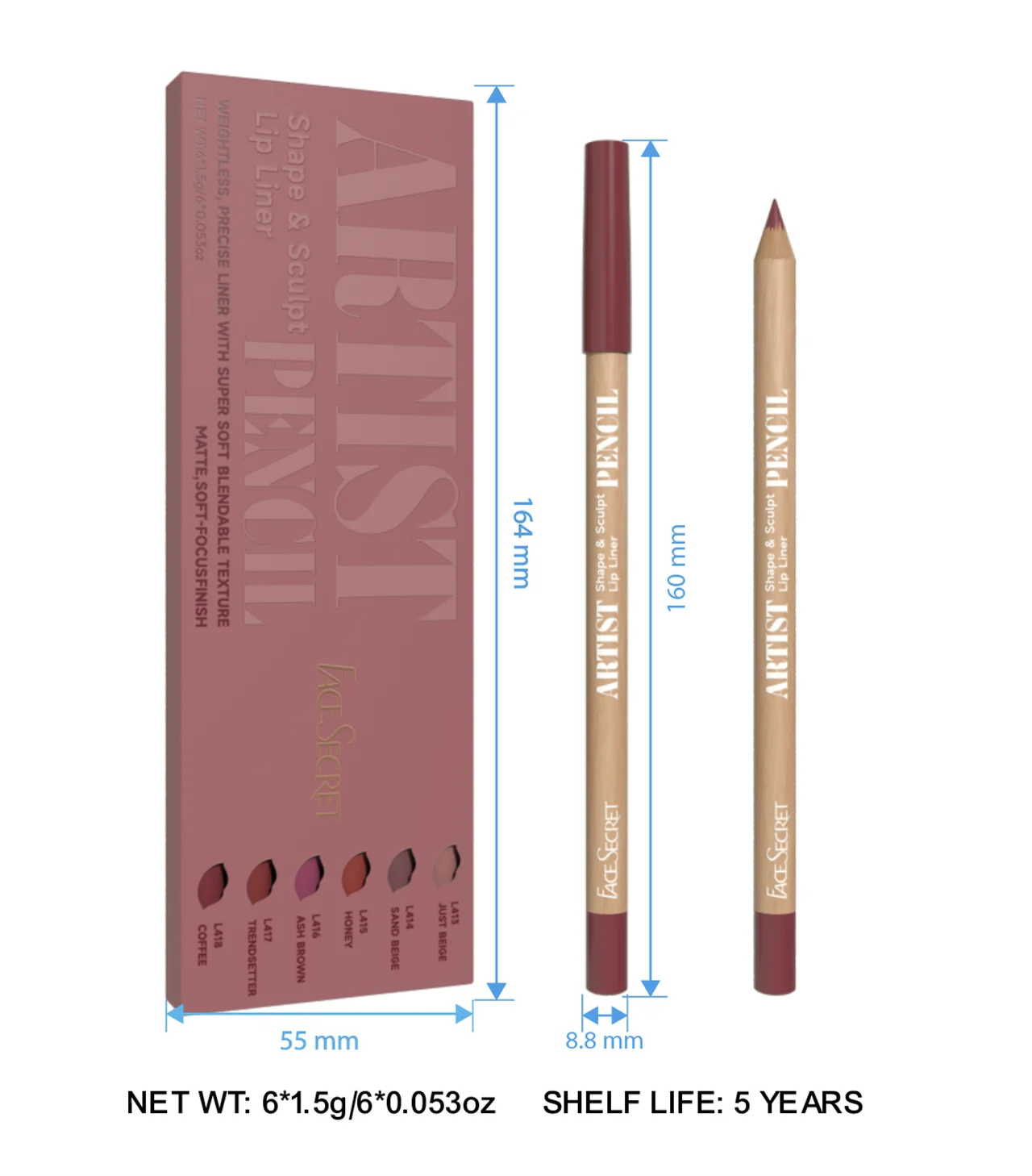 Ensemble de Crayons en Forme de Visage SecExamen, Sculpture d'Artiste, Jules Liner, WePackage, moins de Fierté, avec Super Doux, Mélangable, Bergame, 256