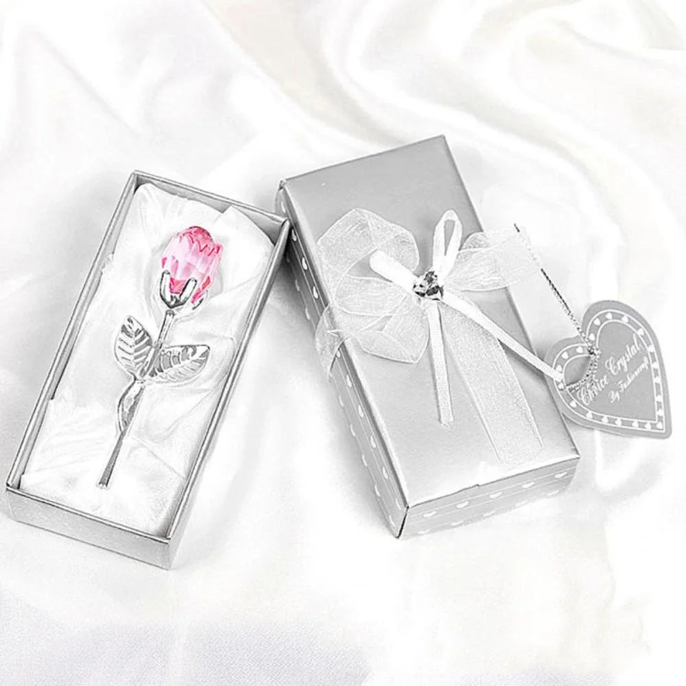 Fleur de rose artificielle en verre de cristal pour petite amie, argent, or, cadeau de la Saint-Valentin, cadeau de mariage pour invité, le plus récent