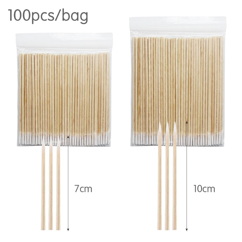 Coton-tige en bois avec micro brosse, bâtons de cils, bourgeons, pointe d'oreille, cure-dents, maquillage, bâtons de blogueur oculaire, colle remodelée, 500 pièces, 1000 pièces, N64.Wood