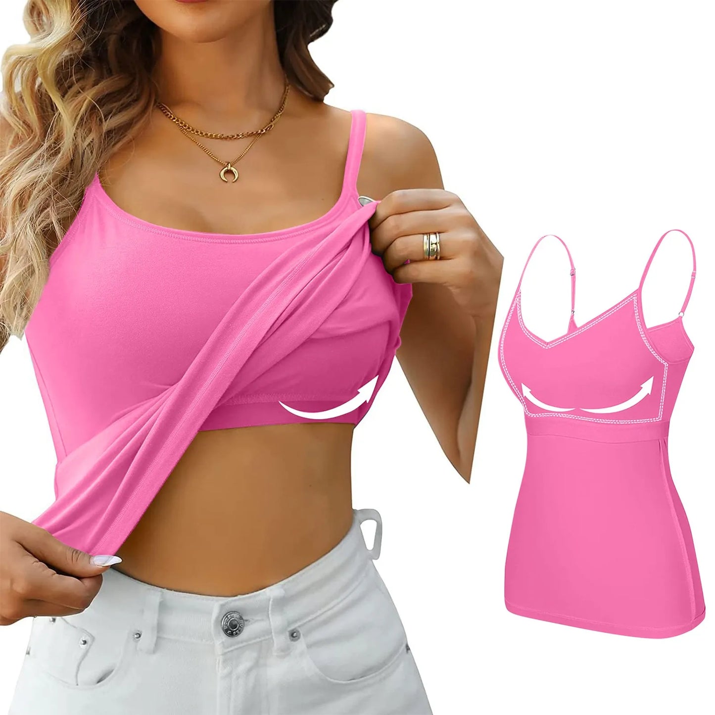 Soutien-gorge rembourré pour femme, haut précieux, camisole réglable, soutien-gorge intégré, camisole spaghetti en modal, vêtements de fitness