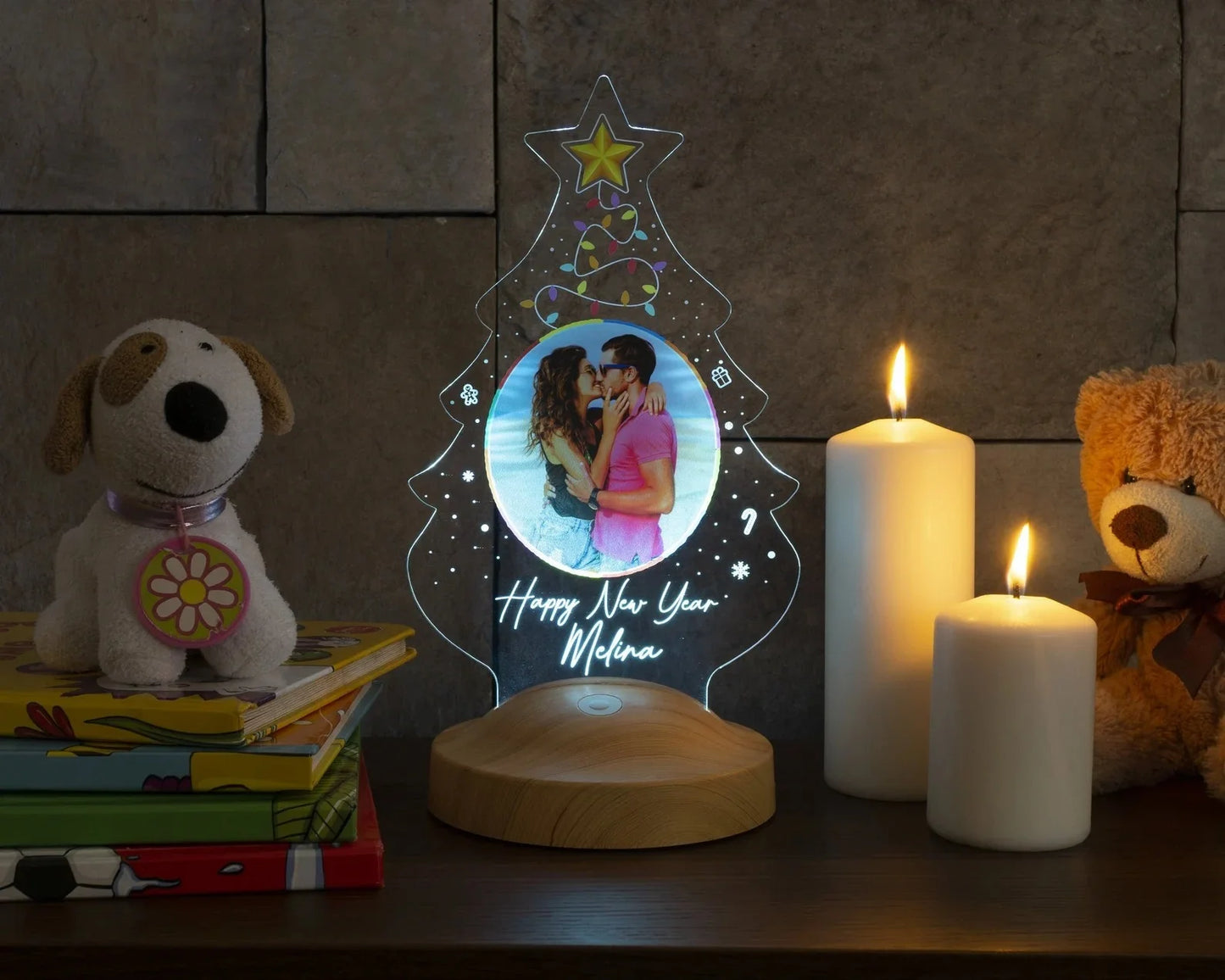 Lampe 3D Personnalisée avec Photo et Texte, Veilleuse Personnalisée, Cadeau Idéal pour la Journée de Léon, les Mariages, les Travailleurs, l'Anniversaire