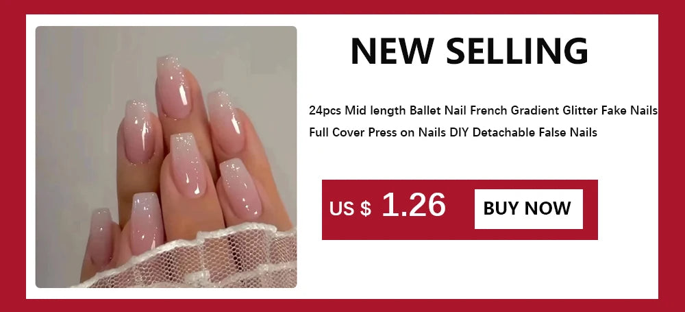 24Pcs Press On Nails Wearable Fake Nails Pink Gradient Glitter Butterfly Rhinestones False Nail Full Cover Acrylic Nail Tips