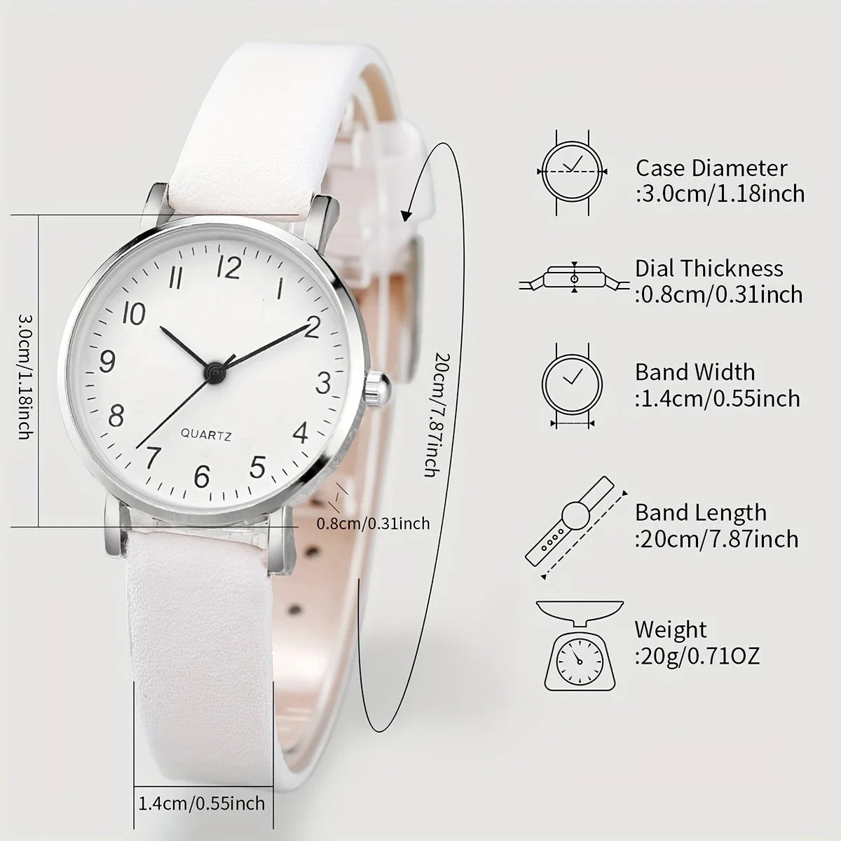 Montre à quartz analogique avec bracelet en cuir pour femme, bijoux en diamant, sans boîte, mode, ensemble de 6 pièces