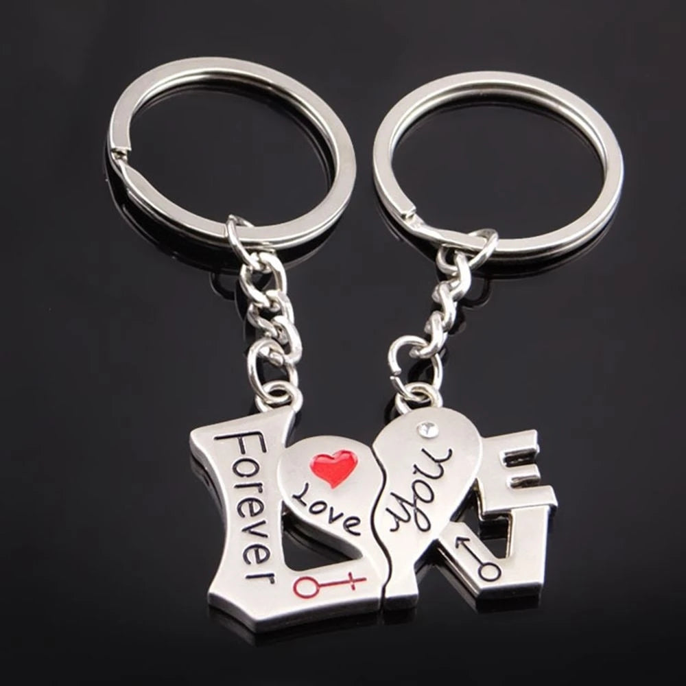 Ensemble de porte-clés coeur rouge en métal, pendentif de sac, je t'aime, cadeau de jour de Leon, petit ami, petite amie, couple, hommes, JOWomen, 2 pièces