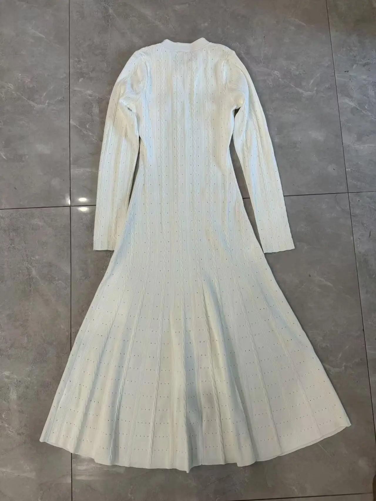 Robe Blanche Ajourée à Manches Courtes pour Femme, Tenue de Soirée Élégante et Slim, Été 2024, 5240125