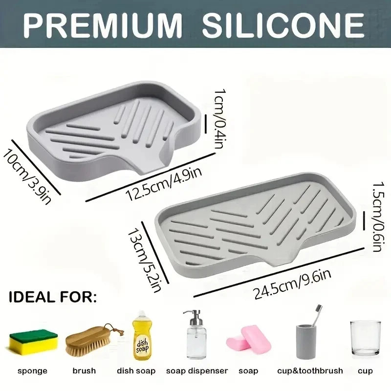 Évier en silicone avec vidange Regina, éponge, support de rangement, seau, brosse à récurer, évier supérieur, rangement T1, évaluation de cuisine