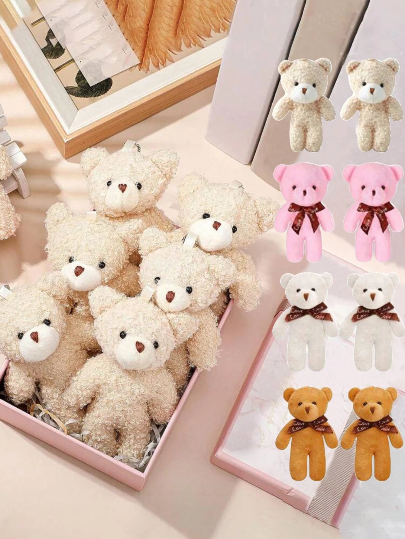 Mini ours en peluche de dessin animé mignon pour fille, fournitures de faveurs de fête d'anniversaire et de mariage, accessoire de bricolage, cadeau de beurre, 10 pièces