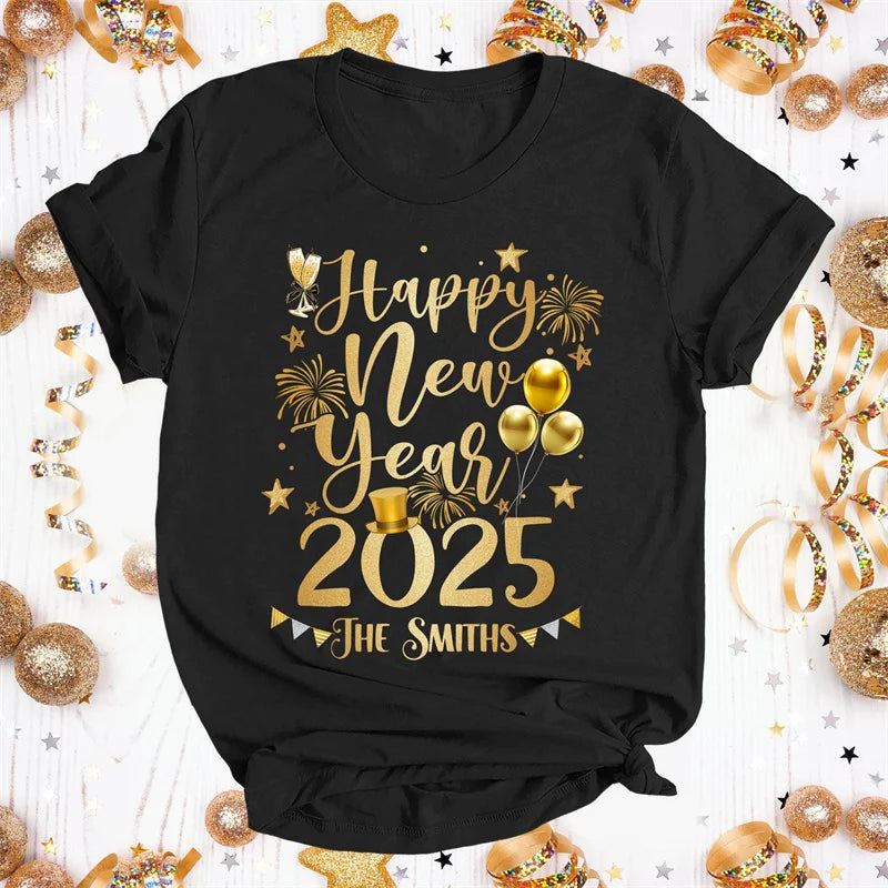 T-shirt manches courtes col rond homme, estival et décontracté, humoristique, avec impression 3D, bonne année 2025