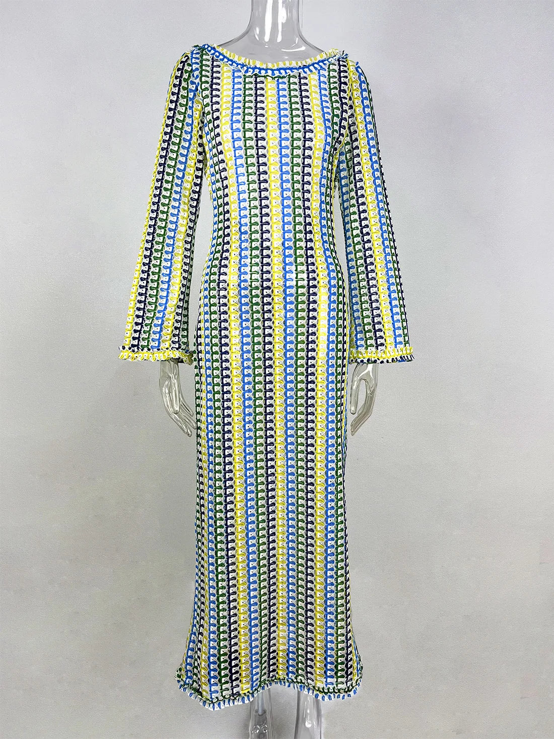 LANMREM-Robe en dentelle dos nu pour femmes, manches longues, design slim, vêtements d'été, nouvelle collection 2024, 32C825