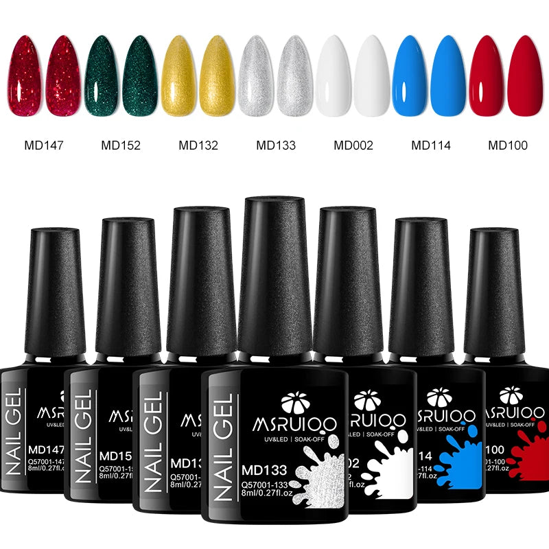 Ensemble de vernis à ongles gel UV, kit de manucure longue durée, design d'art d'ongle bricolage, tout pour la décoration, trempage, peinture, 7 pièces