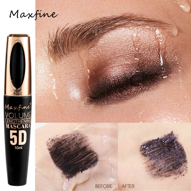 InjMascara 5D avec de grands yeux, bain et contenu noir durable, longueur, mascara imperméable et non agitant, et prolongé