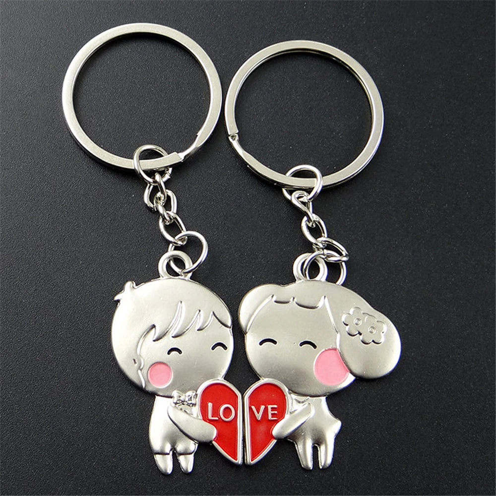 Ensemble de porte-clés coeur rouge en métal, pendentif de sac, je t'aime, cadeau de jour de Leon, petit ami, petite amie, couple, hommes, JOWomen, 2 pièces