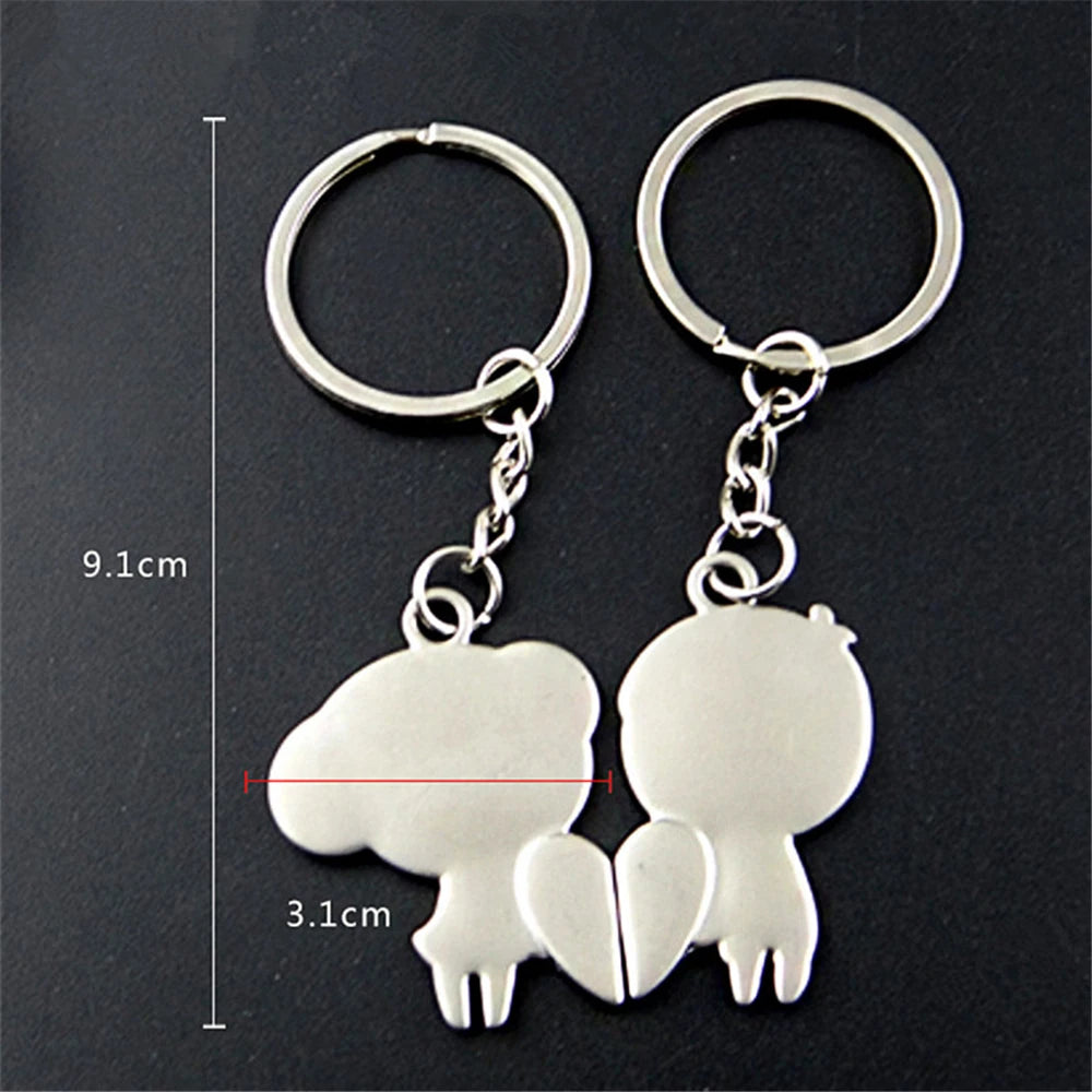 Ensemble de porte-clés coeur rouge en métal, pendentif de sac, je t'aime, cadeau de jour de Leon, petit ami, petite amie, couple, hommes, JOWomen, 2 pièces