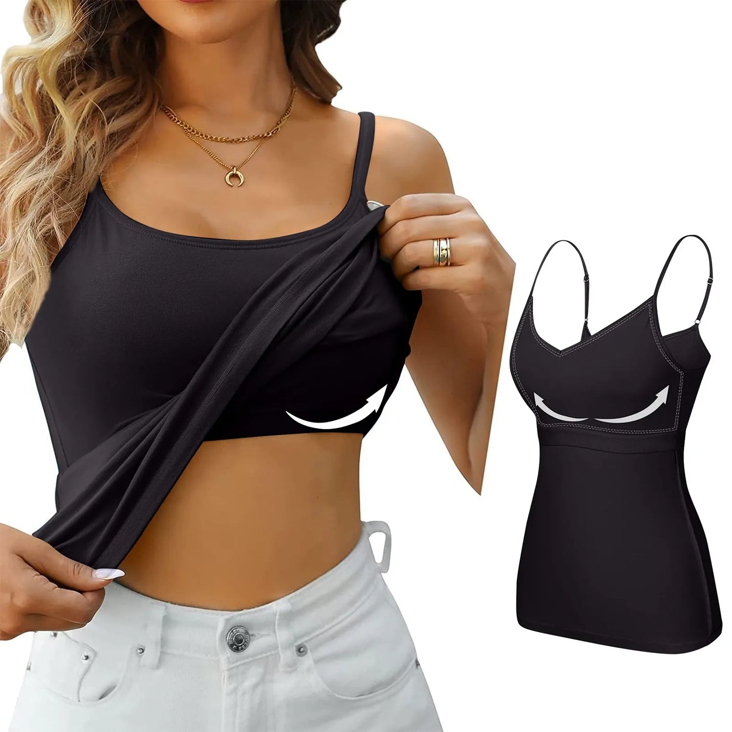 Soutien-gorge rembourré pour femme, haut précieux, camisole réglable, soutien-gorge intégré, camisole spaghetti en modal, vêtements de fitness