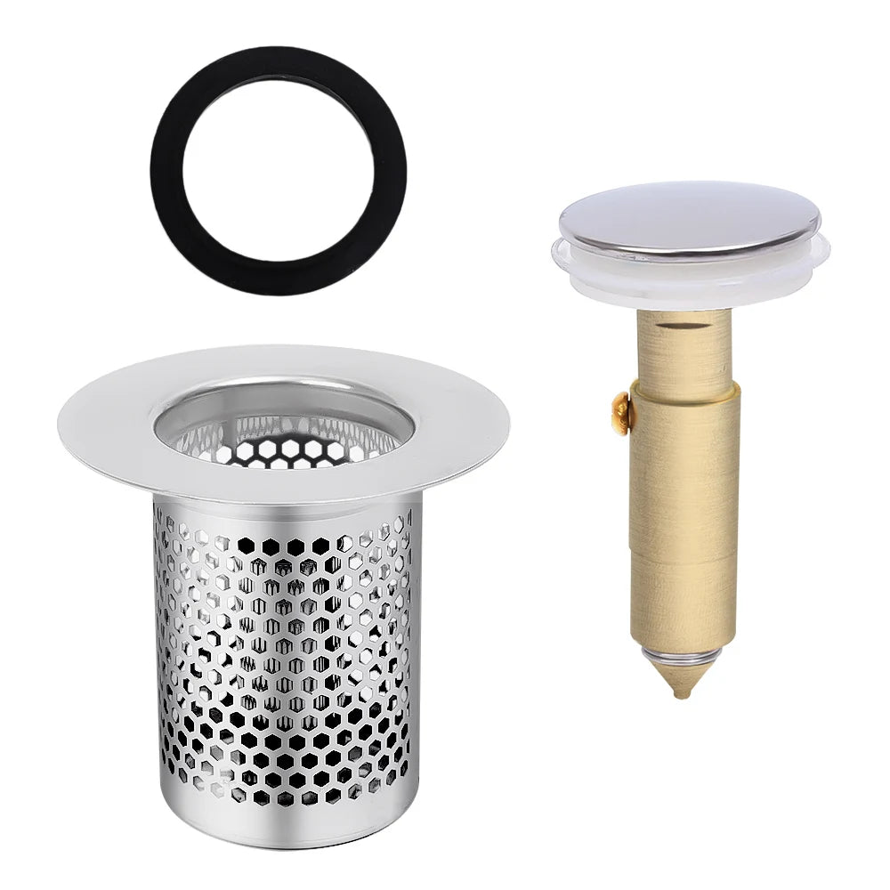 Filtre de Vidange de Sol en Acier Inoxydable, Bouchon de Lavabo, Anti-Odeur, Pop-Up, Noyau de Rebond, Bouchon de Bassin, Attrape-Cheveux, Crépine d'Évier de Douche