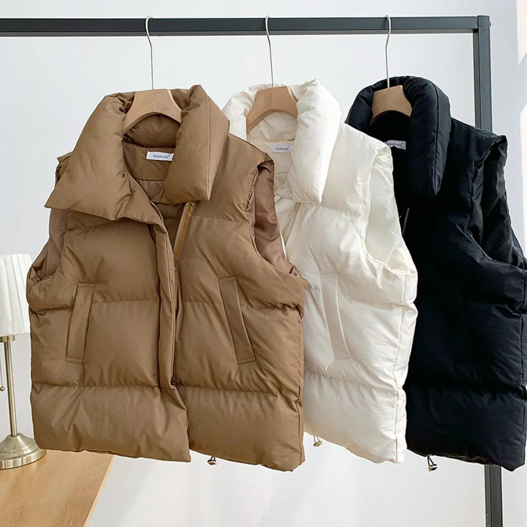 Gilets en duvet à col montant pour femmes, vestes d'hiver élégantes, ceinture décontractée, automne, nouveau, 2024