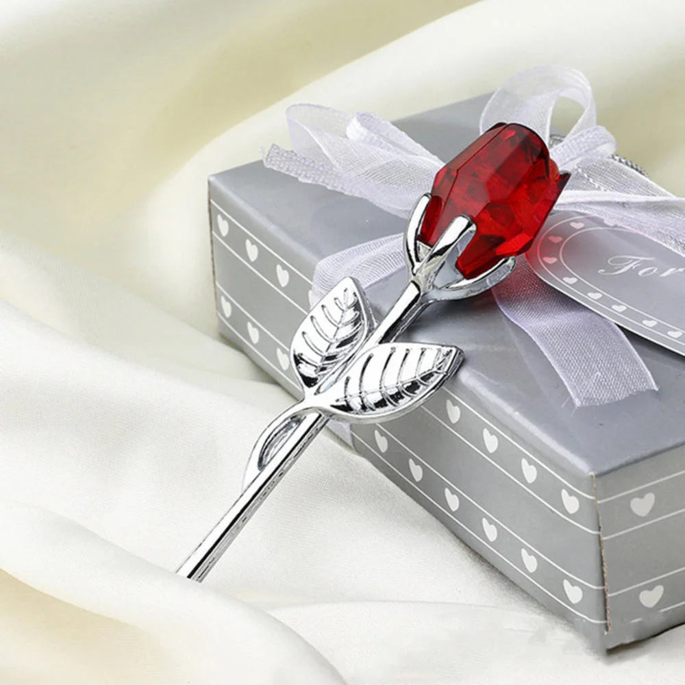 Fleur de rose artificielle en verre de cristal pour petite amie, argent, or, cadeau de la Saint-Valentin, cadeau de mariage pour invité, le plus récent