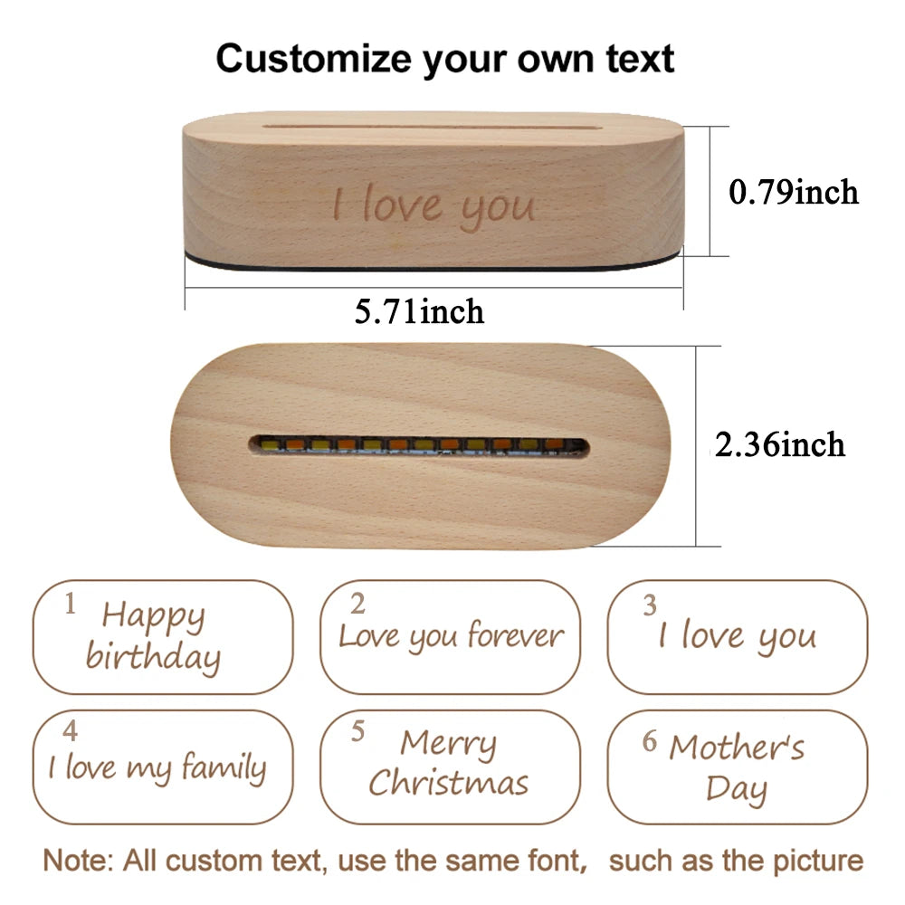 Lampe 3D Personnalisée avec Photo et Texte, Veilleuse Personnalisée, Cadeau Idéal pour la Journée de Léon, les Mariages, les Travailleurs, l'Anniversaire