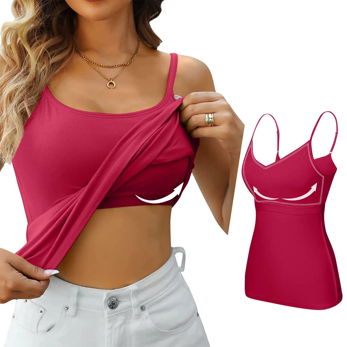 Soutien-gorge rembourré pour femme, haut précieux, camisole réglable, soutien-gorge intégré, camisole spaghetti en modal, vêtements de fitness