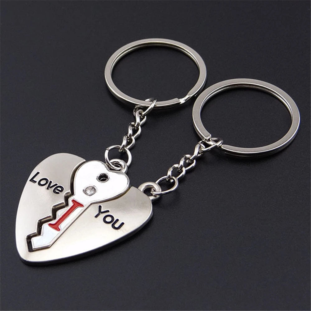 Ensemble de porte-clés coeur rouge en métal, pendentif de sac, je t'aime, cadeau de jour de Leon, petit ami, petite amie, couple, hommes, JOWomen, 2 pièces