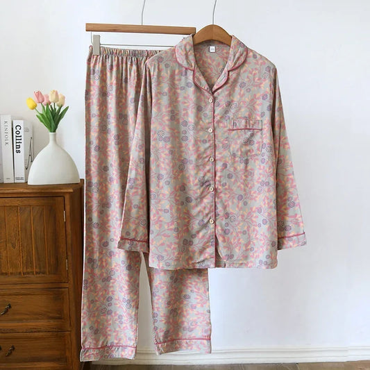 Pyjama en viscose à manches longues pour femme, pantalon de nuit, grande taille 3XL, nouvelle collection printemps/été 100%