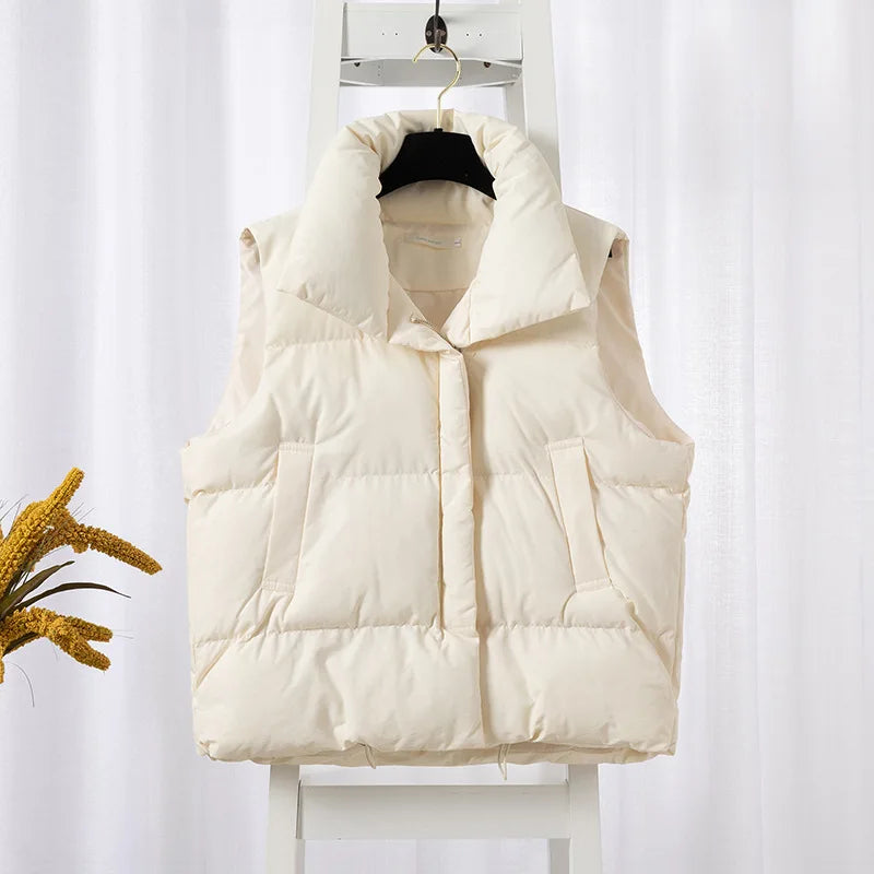 Gilets en duvet à col montant pour femmes, vestes d'hiver élégantes, ceinture décontractée, automne, nouveau, 2024