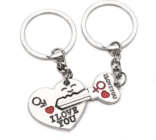 Ensemble de porte-clés coeur rouge en métal, pendentif de sac, je t'aime, cadeau de jour de Leon, petit ami, petite amie, couple, hommes, JOWomen, 2 pièces