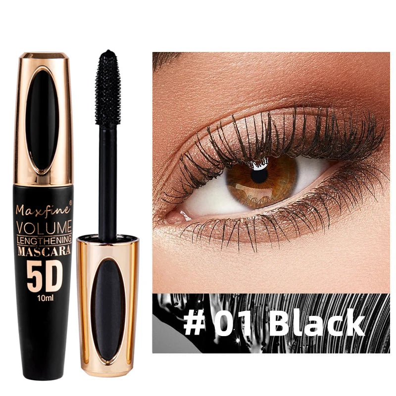 InjMascara 5D avec de grands yeux, bain et contenu noir durable, longueur, mascara imperméable et non agitant, et prolongé