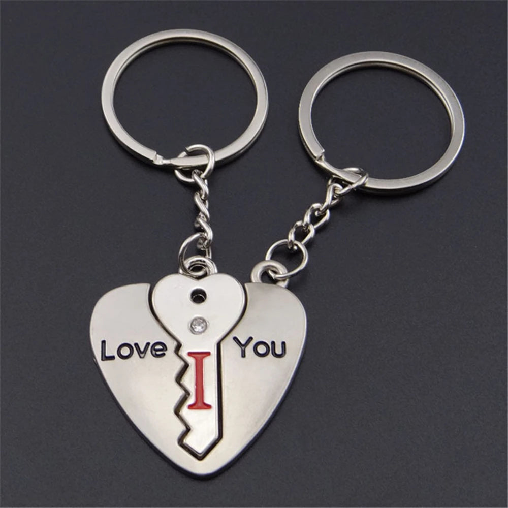 Ensemble de porte-clés coeur rouge en métal, pendentif de sac, je t'aime, cadeau de jour de Leon, petit ami, petite amie, couple, hommes, JOWomen, 2 pièces